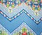 Teal Blue-Orange Multi Poly Floral Border Printed Chiffon Woven Fabric By the Yard